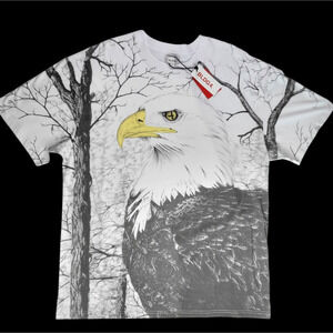 NWT BLDG4. Men's Eagle Eye America Freedom Wildlife SS Graphic Tee White Size L